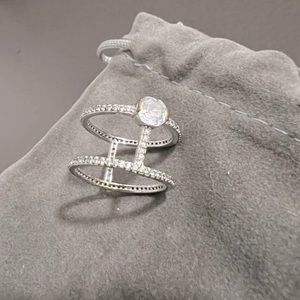 Henri Bendel Luxe Swarovski Crystal Double Cage Silver Ring Size 7